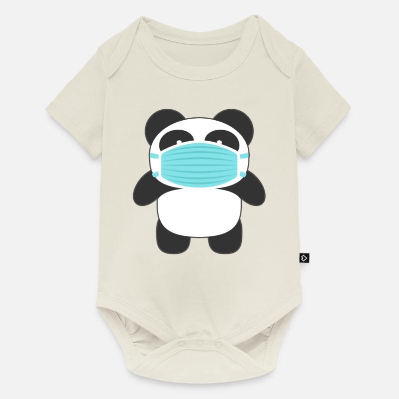 Panda - Body à manches courtes Premium Bébé - blanc cassé