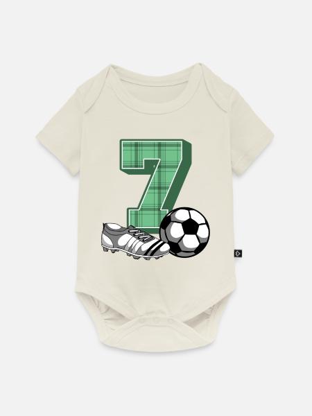 7. Geburtstag Fussball Jungen 7 Jahre Fussballer - Baby Premium Kurzarmbody - Naturweiß