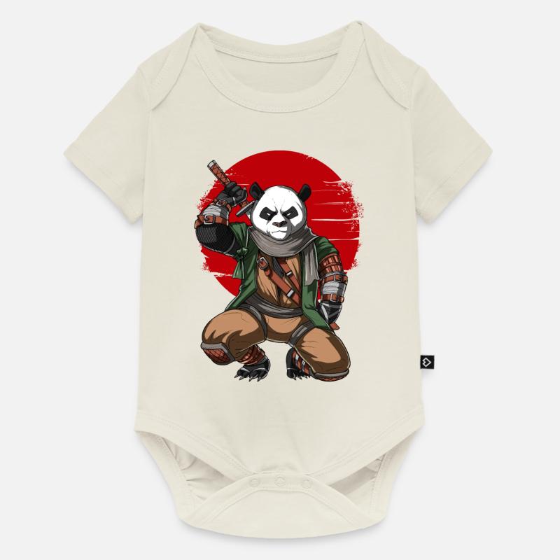 Panda Bear Ninja Samurai - Body à manches courtes Premium Bébé - blanc cassé