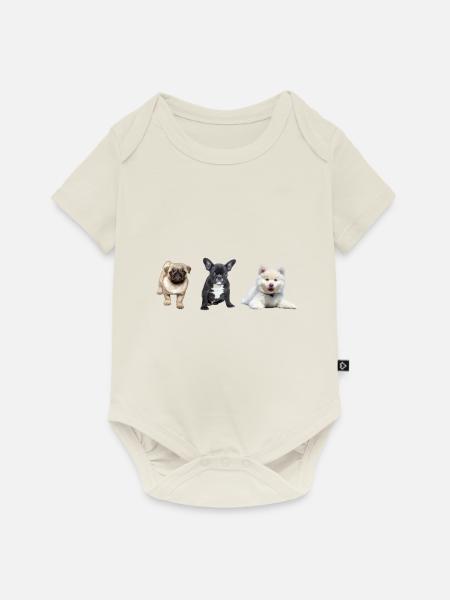Mops Welpe - Baby Premium Kurzarmbody - Naturweiß