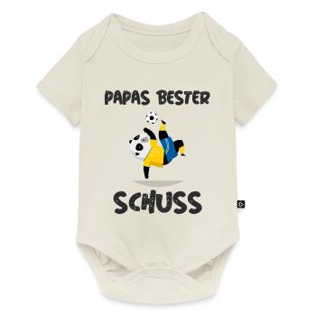 Papas bester Schuss Baby Party Nachwuchs Geburt - Baby Premium Kurzarmbody - Naturweiß - Vorne