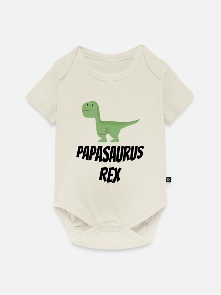 Papasaurus Rex - Baby Premium Kurzarmbody - Naturweiß