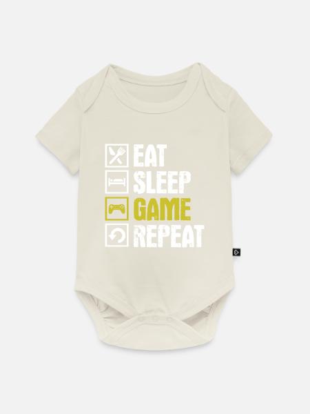 eat sleep game repeat - Baby Premium Kurzarmbody - Naturweiß