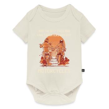 Les meilleurs papas ont des filles qui roulent à moto - Body à manches courtes Premium Bébé - blanc cassé - Devant