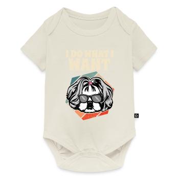 Je fais ce que je veux Shih Tzu Vintage I Dog Lover - Body à manches courtes Premium Bébé - blanc cassé - Devant
