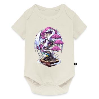 Fleur de cerisier dragon japonais - Body à manches courtes Premium Bébé - blanc cassé - Devant