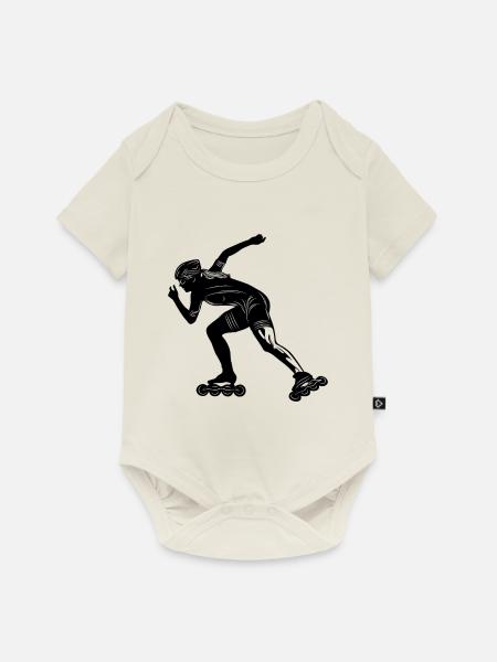 Inline Skates Silhoette - Baby Premium Kurzarmbody - Naturweiß