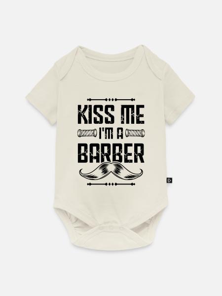 Küsse mich Barber - Baby Premium Kurzarmbody - Naturweiß