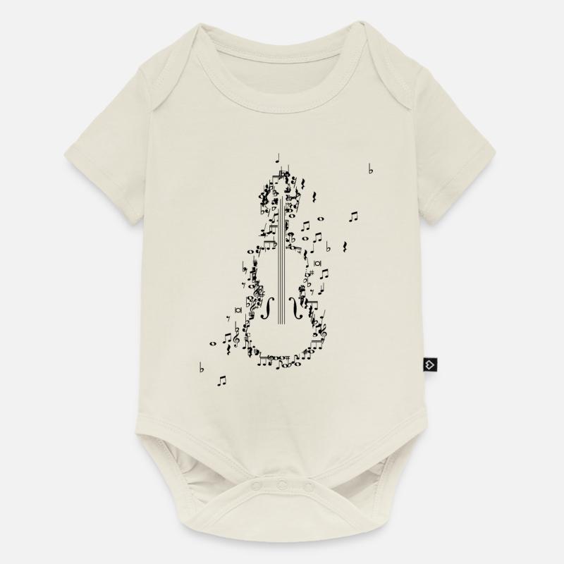 Violon Violon Violons Notes de musique - Body à manches courtes Premium Bébé - blanc cassé