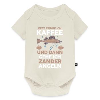 Angeln Kaffee Zander Angler - Baby Premium Kurzarmbody - Naturweiß - Vorne