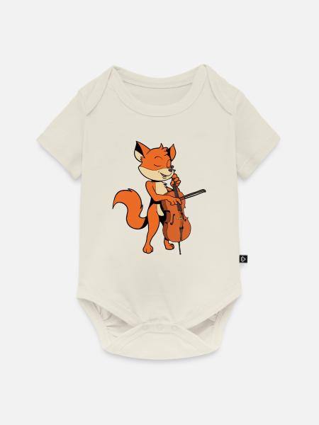Comic Fuchs spielt Cello - Baby Premium Kurzarmbody - Naturweiß
