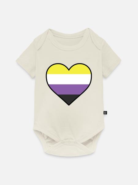 LGBT-Herz - LGBTQIA Non Binary - Baby Premium Kurzarmbody - Naturweiß