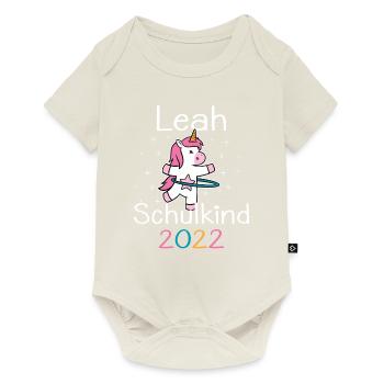 Einschulung 2022 Leah Einhorn Erstklässler 2022 - Baby Premium Kurzarmbody - Naturweiß - Vorne