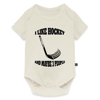 Eishockey Geschenk Wintersport Eishockeyteam - Baby Premium Kurzarmbody - Naturweiß - Vorne