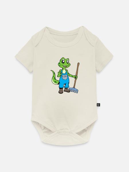 Gerne im Garten -Gärtner Gecko - Baby Premium Kurzarmbody - Naturweiß