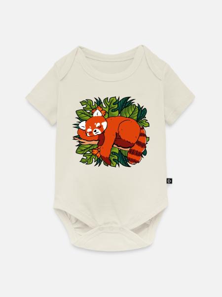 Katzenbär Kleiner Panda - Baby Premium Kurzarmbody - Naturweiß