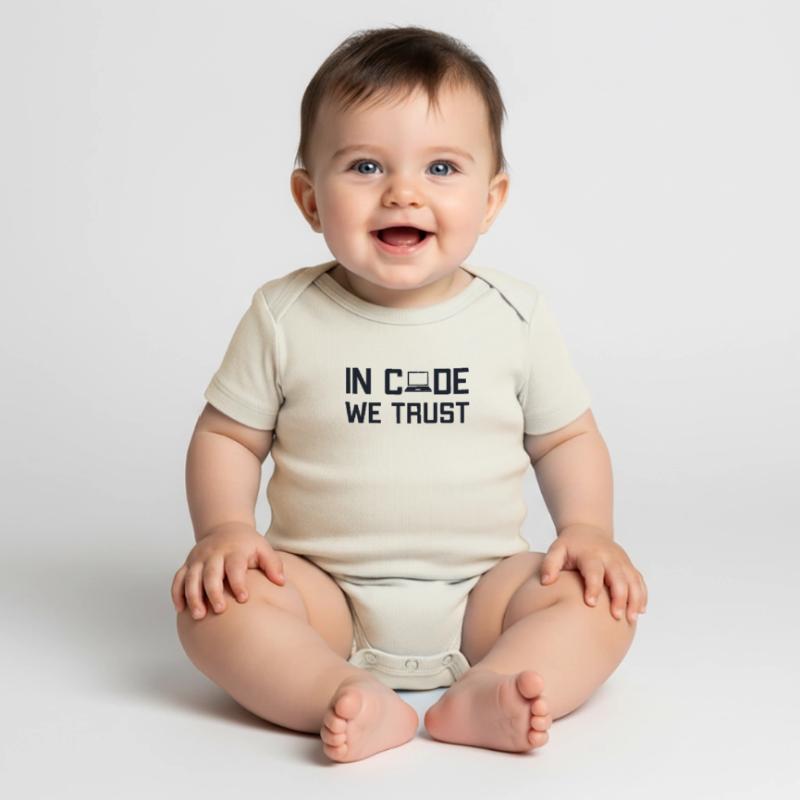 In Code We Trust Full Stack Coder Software Baby Premium short-sleeve bodysuit