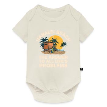 Hanalei Beach Répond à tous les problèmes de la vie - Body à manches courtes Premium Bébé - blanc cassé - Devant