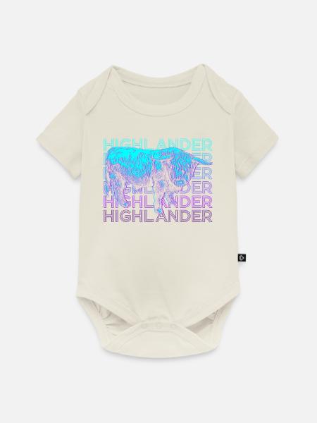 Highlander Schottische Hochlandkuh Retro - Baby Premium Kurzarmbody - Naturweiß