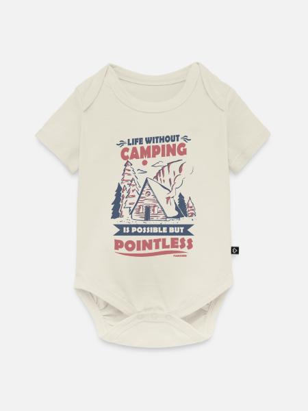 Camping - Baby Premium Kurzarmbody - Naturweiß