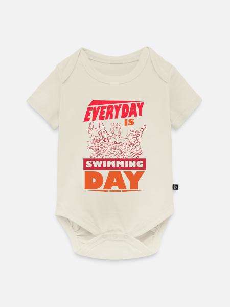 Schwimmen - Baby Premium Kurzarmbody - Naturweiß
