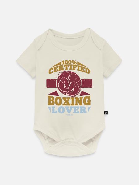 100% Certified Boxing Lover - Baby Premium Kurzarmbody - Naturweiß