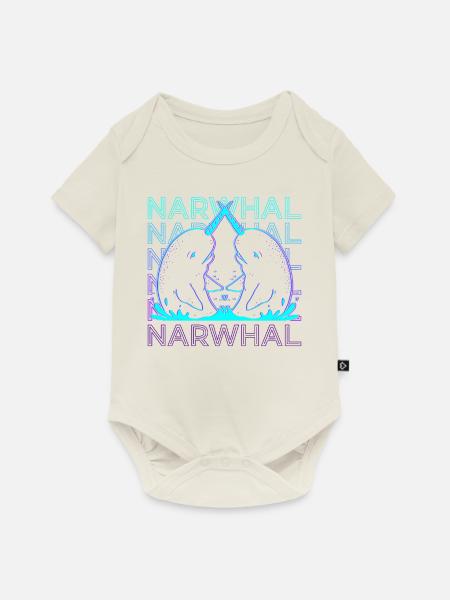 Narwal Narwal Retro - Baby Premium Kurzarmbody - Naturweiß