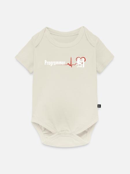 UNIQUE PROGRAMMER HEARTBEAT DESIGN - Baby Premium Kurzarmbody - Naturweiß