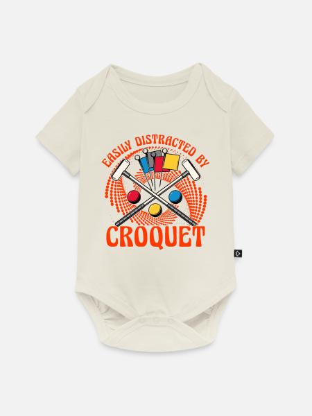 Easily Distracted by Croquet - Baby Premium Kurzarmbody - Naturweiß