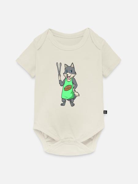 Wolf ist Grillmeister - Baby Premium Kurzarmbody - Naturweiß