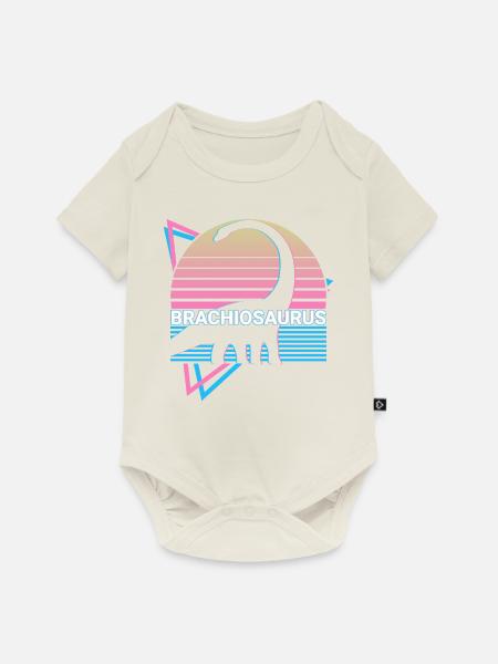 Brachiosaurus Dinosaurier Retro - Baby Premium Kurzarmbody - Naturweiß
