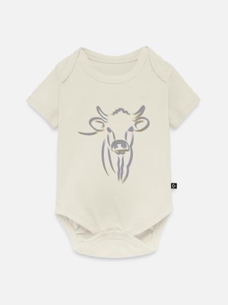 SILBERNE KUHSILHOUETTE, MINIMAL - Baby Premium Kurzarmbody - Naturweiß