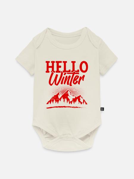 Hello Winter - Baby Premium Kurzarmbody - Naturweiß