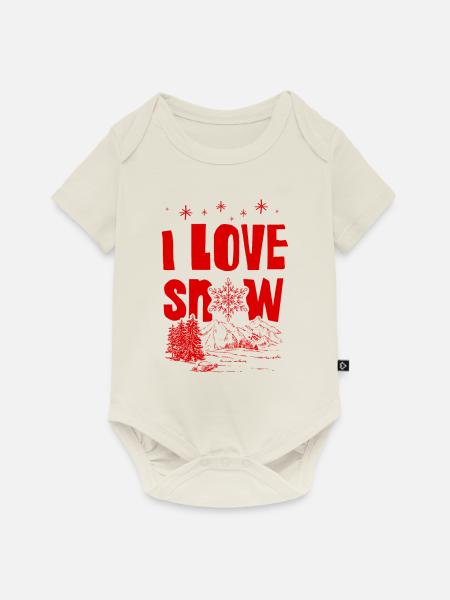 I Love Snow - Baby Premium Kurzarmbody - Naturweiß