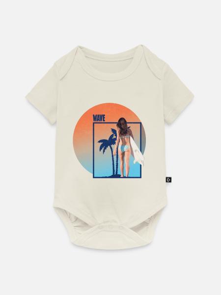 Wave - Baby Premium Kurzarmbody - Naturweiß