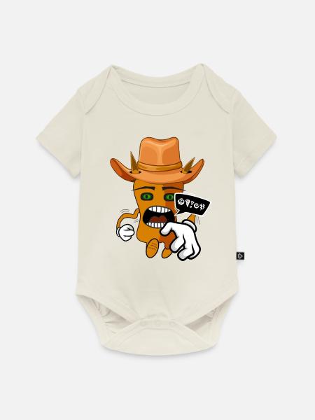 Verärgertes süßes Comic Monster - Baby Premium Kurzarmbody - Naturweiß