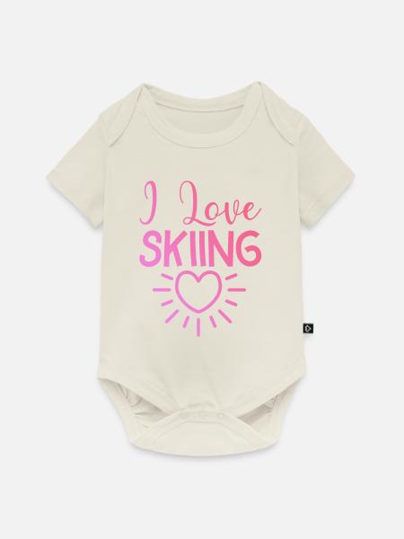Ich liebe Skiing - Baby Premium Kurzarmbody - Naturweiß