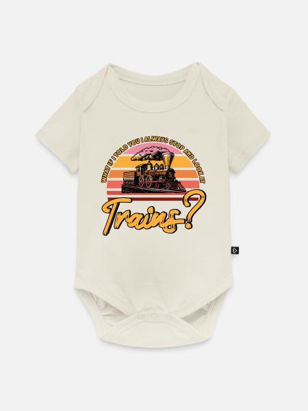 Modellbahn Zug Lokomotiven Geschenk - Baby Premium Kurzarmbody - Naturweiß