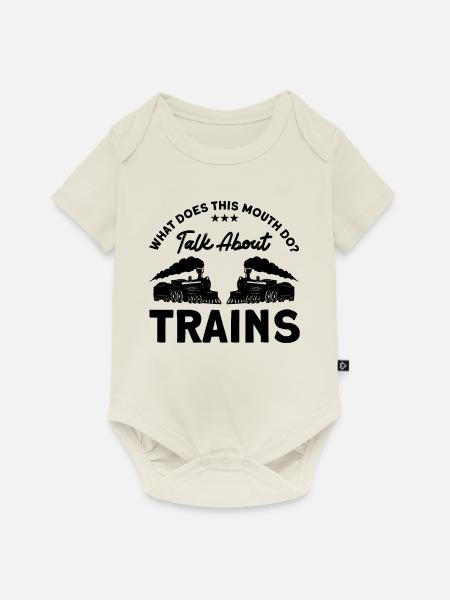 Modellbahn Zug Lokomotiven Geschenk - Baby Premium Kurzarmbody - Naturweiß