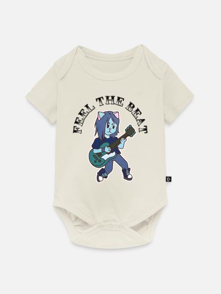 Katze spielt Gitarre - Baby Premium Kurzarmbody - Naturweiß