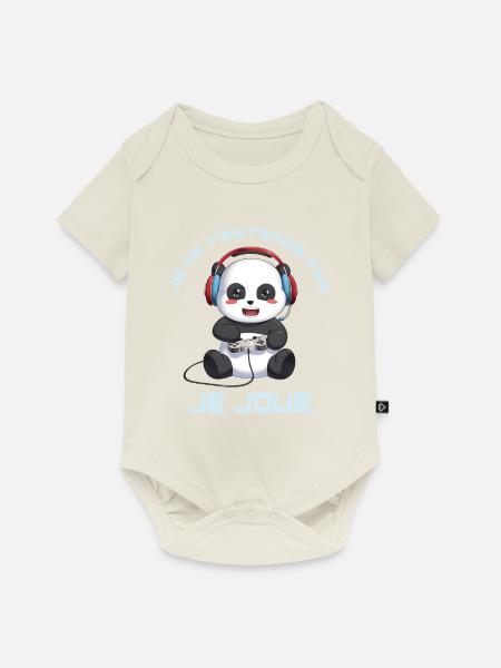Panda Gaming Design - Baby Premium Kurzarmbody - Naturweiß