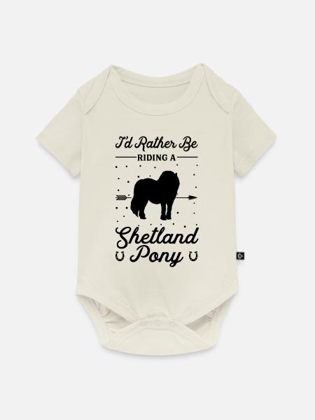 Reiten Eines Shetlandponys - Baby Premium Kurzarmbody - Naturweiß