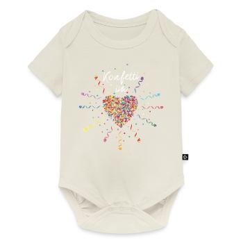 Konfetti im Herz Karneval Fasching Rosenmontag - Baby Premium Kurzarmbody - Naturweiß - Vorne