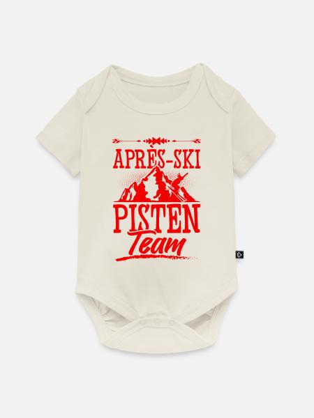 Apres ski Pisten Team - Baby Premium Kurzarmbody - Naturweiß