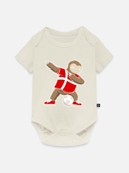 Fußballfan Faultier Fußball Dänemark - Baby Premium Kurzarmbody - Naturweiß