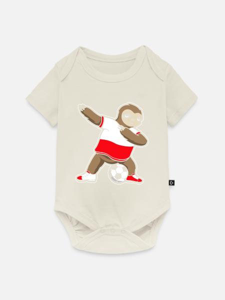Fußballfan Faultier Fußball Polen - Baby Premium Kurzarmbody - Naturweiß