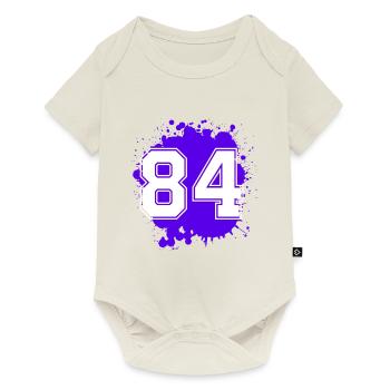 84 Zahl Klecks - Baby Premium Kurzarmbody - Naturweiß - Vorne