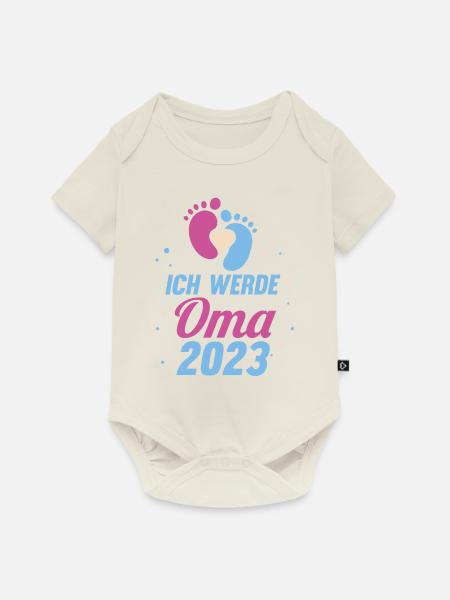 Großmutter 2023 Schwanger Werdende Oma - Baby Premium Kurzarmbody - Naturweiß