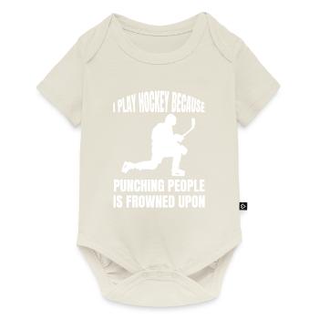 Eishockey Wintersport Geschenk Eishockeyteam - Baby Premium Kurzarmbody - Naturweiß - Vorne