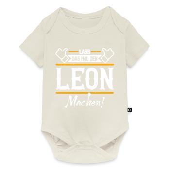 Leon Geschenkidee Geschenk Geburtstag - Baby Premium Kurzarmbody - Naturweiß - Vorne